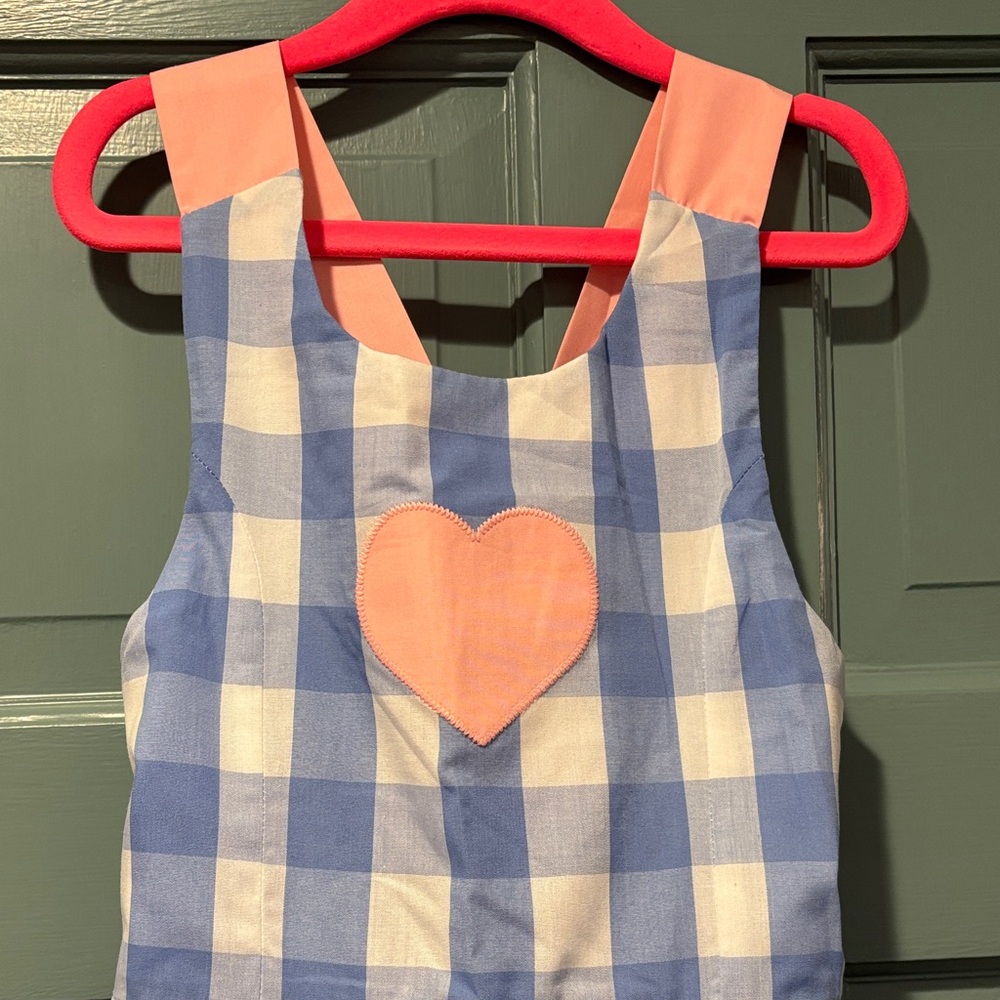 NWT Beaufort Bonnet Blue and Pink Checkered Kids Romper Size 6 - Picture 2 of 9
